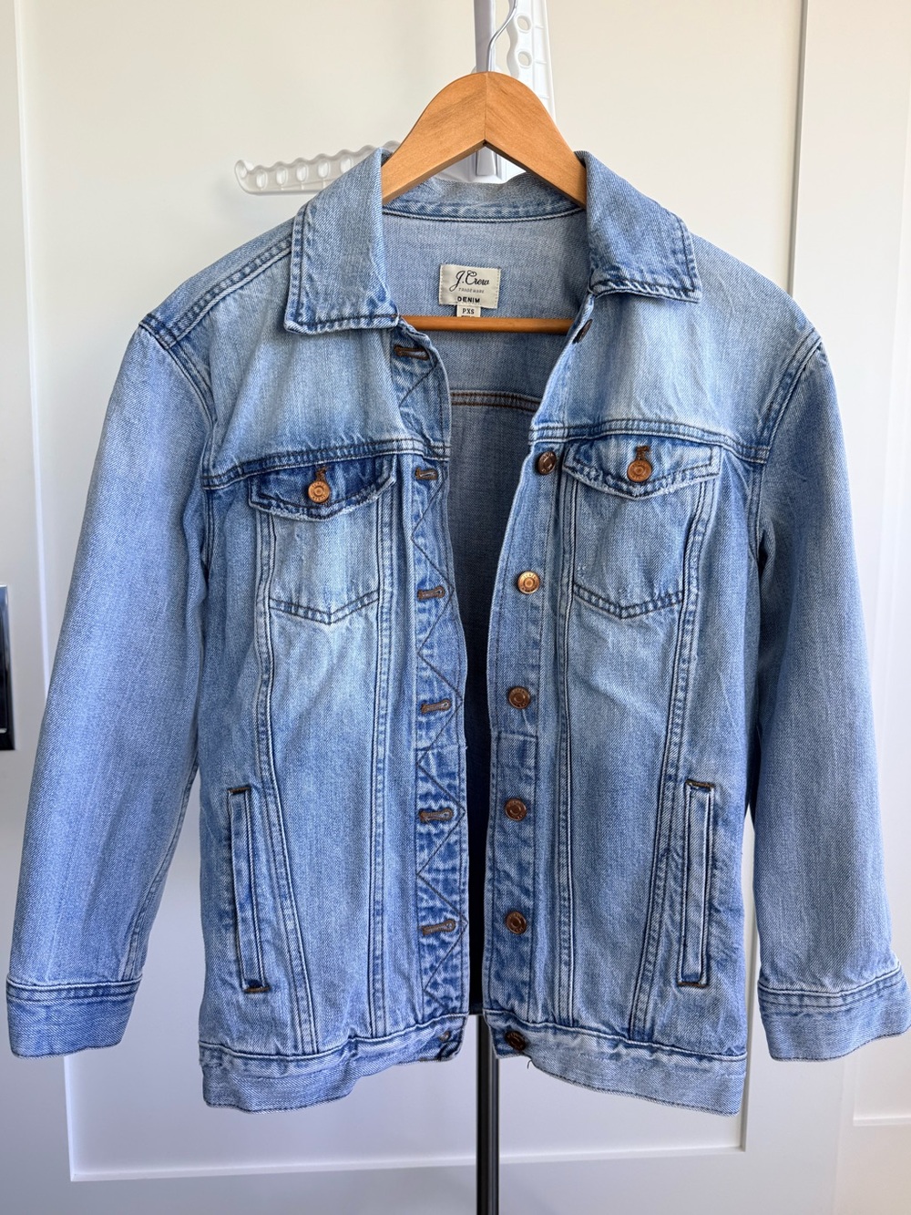 J.Crew Denim Field Jacket Petite PXS Light Wash 100% Cotton Utility